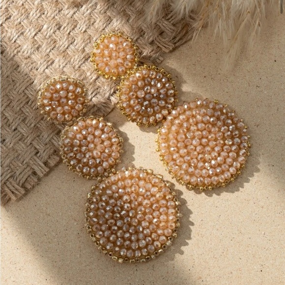 Anthropologie Jewelry - ANTHROPOLOGIE | Round blush sparkly bead statement  drop earrings